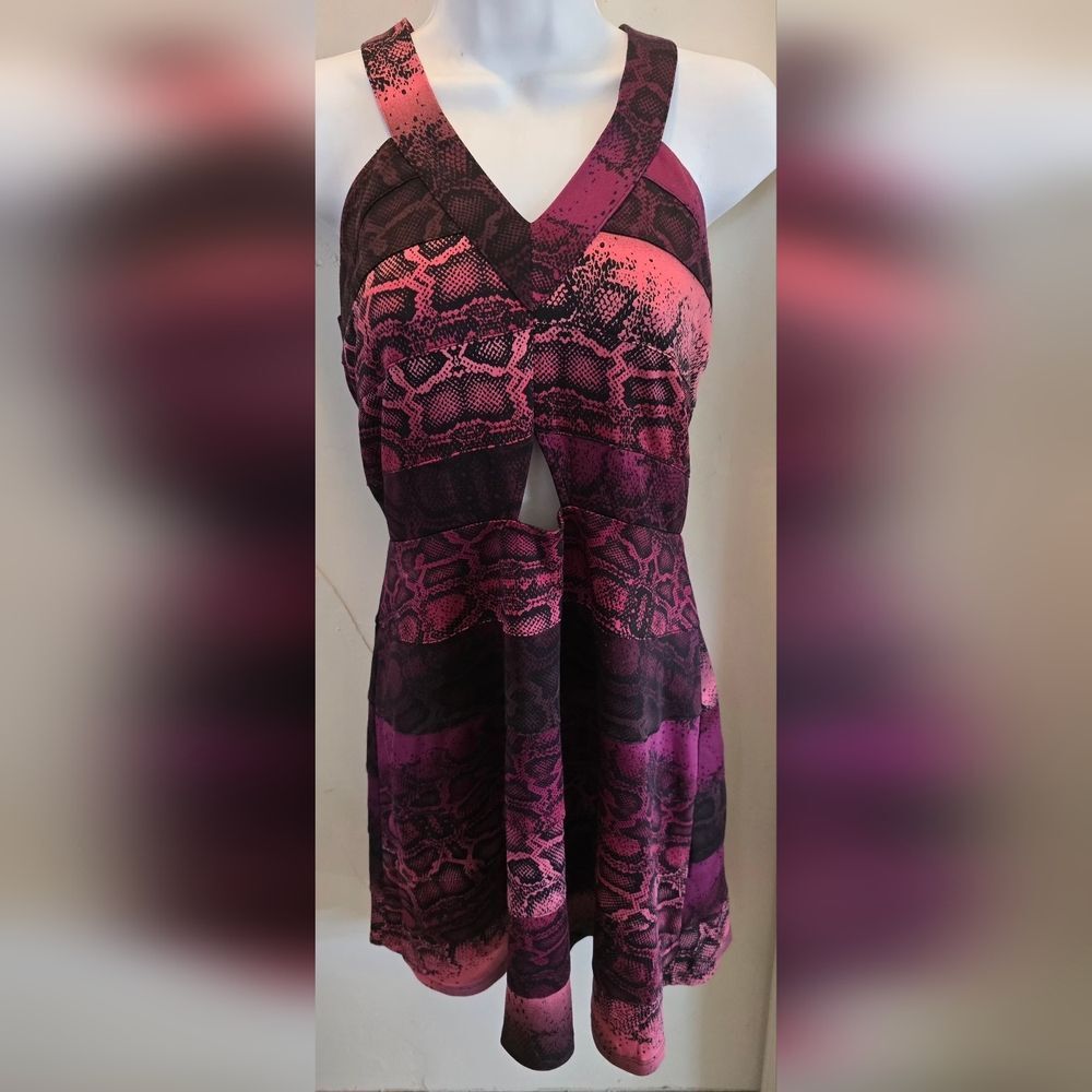 NWOT Jessica Simpson Pink and Black Snake Print Dress XL